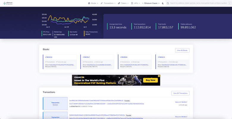 Blockscout is a popular ETC explorer.